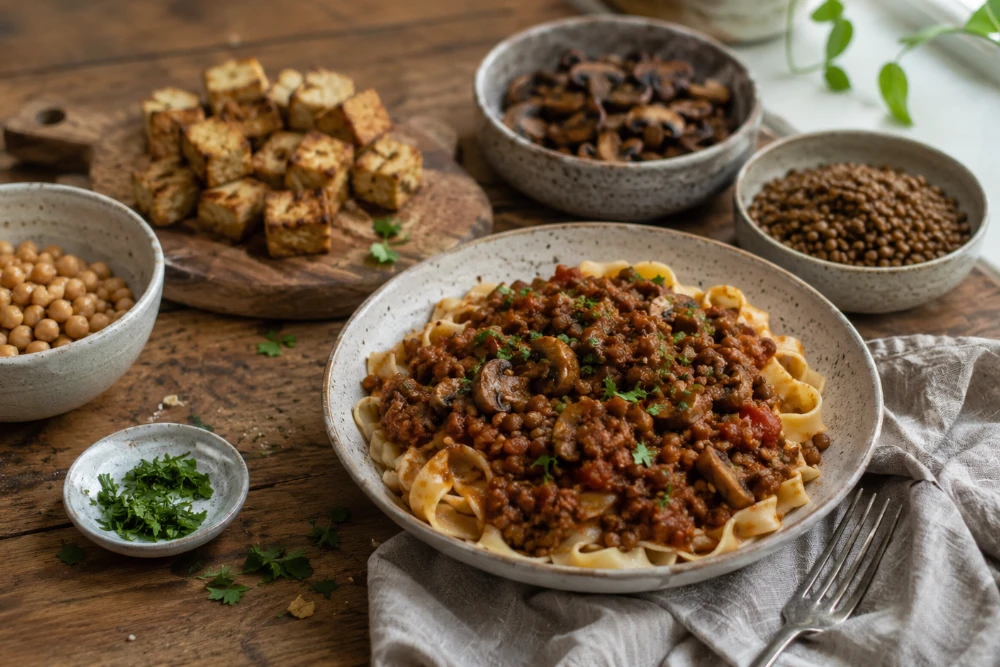 Паста з сочевицею та грибами, нут, тофу й інші варіанти заміни м’яса